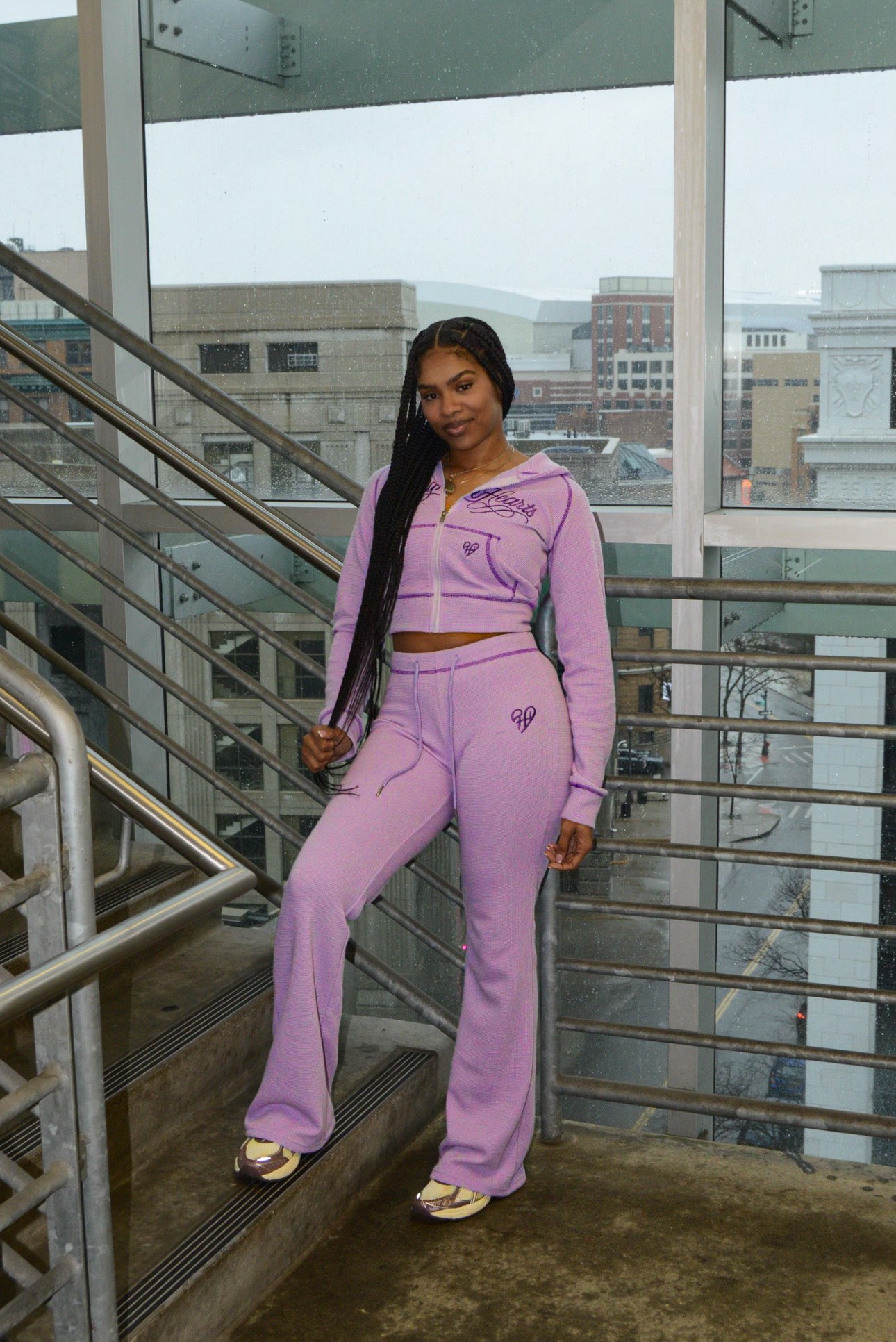 Foreign Hearts Waffle Knit Set