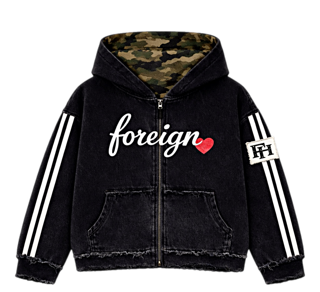 Foreign Hearts Washed Black Stripe Set