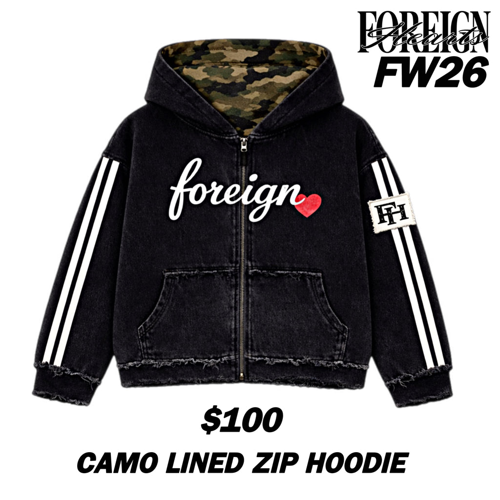 CAMO LINED ZIP HOODIE