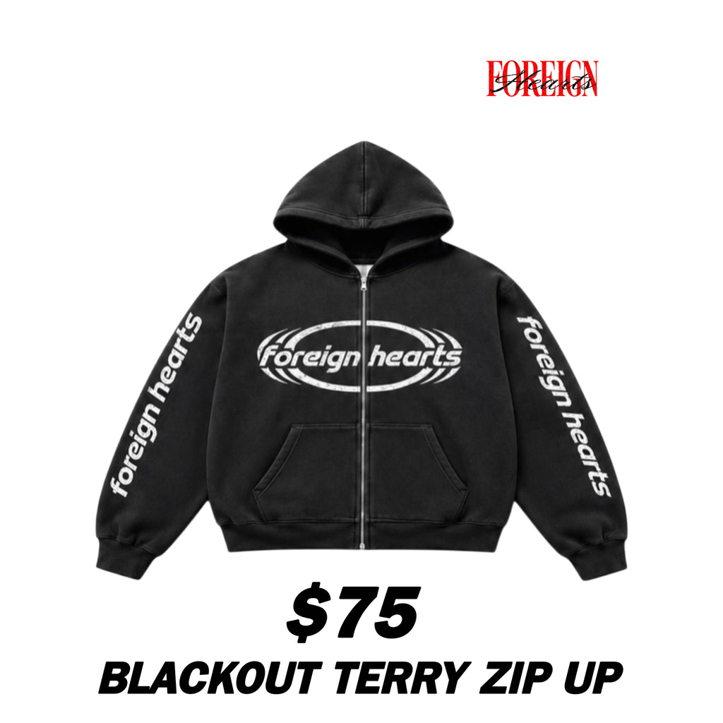 BLACKOUT TERRY ZIP UP